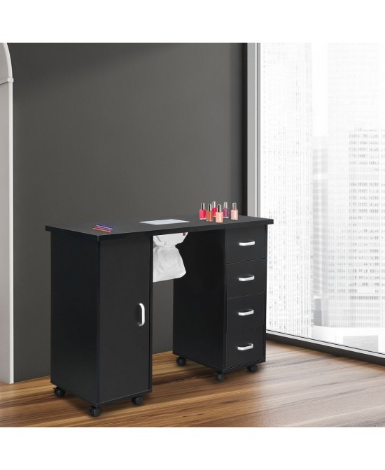 MDF Single Door 4 Drawers With Fan Black Nail Table