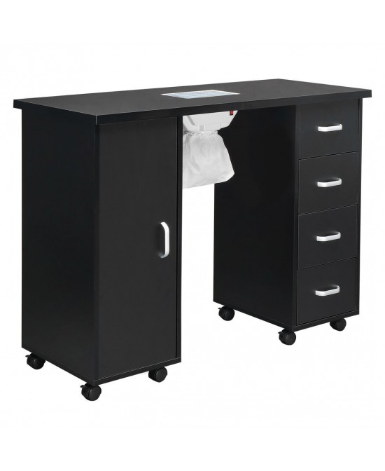 MDF Single Door 4 Drawers With Fan Black Nail Table