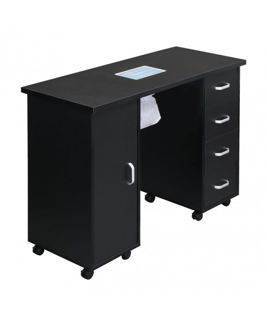 MDF Single Door 4 Drawers With Fan Black Nail Table