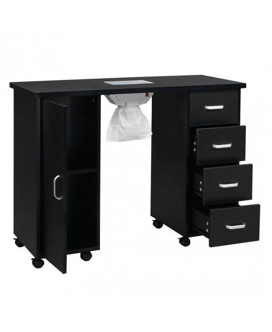 MDF Single Door 4 Drawers With Fan Black Nail Table