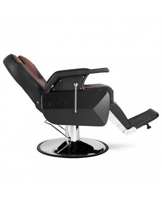 PVC Leather Case ABS Armrest Shell 300lbs Load-Bearing Disc With Footrest Can Be Put Down Barber Chair Black Brown