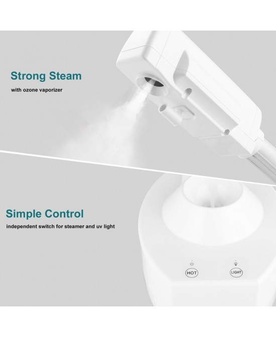 2 in 1 Touch Screen Facial Steamer with 3X Magnifying Lamp, Esthetician Steamer Professional Aromatherapy Humidifier Face Spa Mist Steam for Home Beauty Salon, Personal Skin Care Deep Cleaning