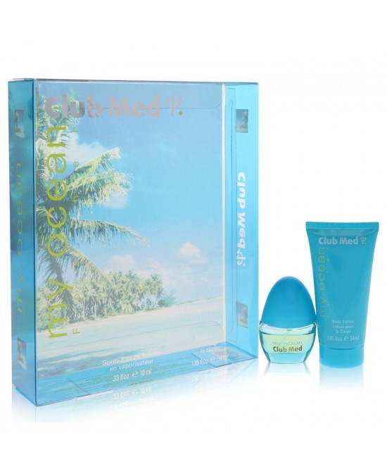 Club Med My Ocean by Coty Gift Set -- .33 oz Mini EDT Spray + 1.85 oz Body Lotion (Women)