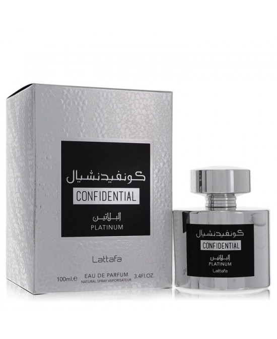 Lattafa Confidential Platinum by Lattafa Eau De Parfum Spray (Unisex) 3.4 oz (Men)