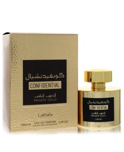 Lattafa Confidential Private Gold by Lattafa Eau De Parfum Spray (Unisex) 3.4 oz (Men)