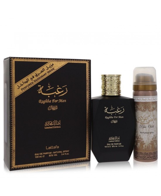 Lattafa Raghba Man by Lattafa Eau De Parfum Spray plus 1.7 oz Deodorant Spray 3.4 oz (Men)