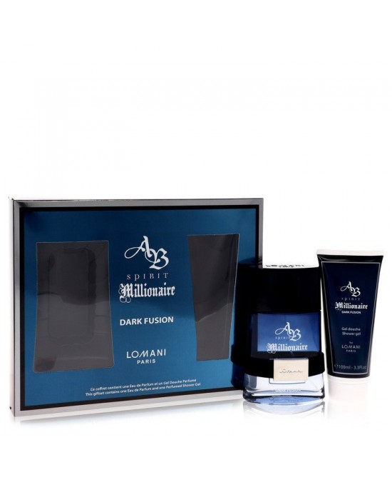 Spirit Millionaire Dark Fusion by Lomani Gift Set -- 3.3 oz Eau De Parfum Spray + 3.3 oz Shower Gel (Men)