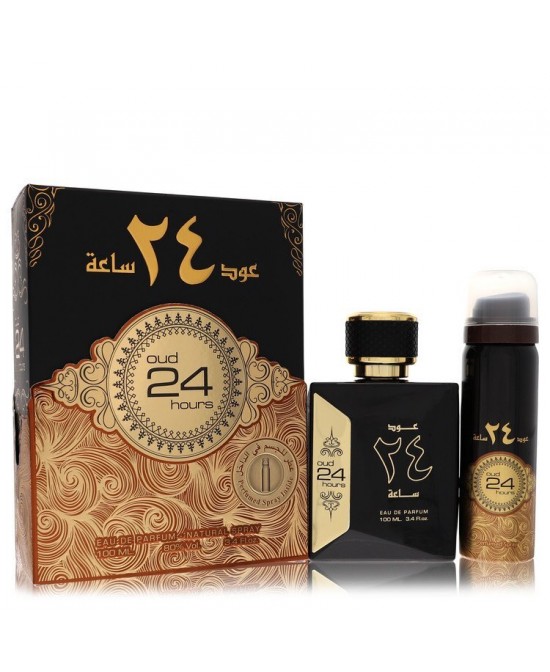 Ard Al Zaafaran Oud 24 Hours by Al Zaafaran Eau De Parfum Spray + 1.7oz Perfumed Spray (Unisex) 3.4 oz (Men)